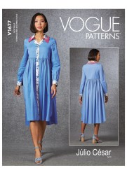 1677 VOGUE JULIO CESAR EMPIRE LONG SLEEVE SHAPED DRESS PATTERN XS-MED 4-14; LG-XXL CHOICE NEW